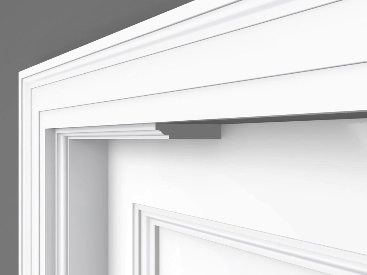 White door stop moulding installed on an interior door frame