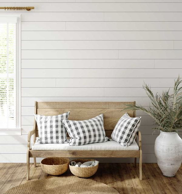 Interior wall siding behind a sitting area